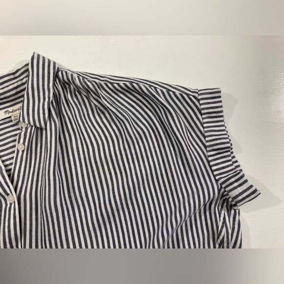 Madewell Central Shirt Women’s XXS Black White Gabriel Stripe Preppy Button-Up - Picture 4 of 9